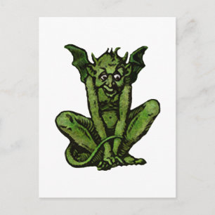 Carte Postale Gothique Vert Gobelin Imaginaire Démon Créature