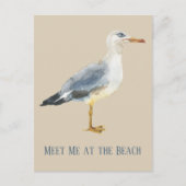 Carte Postale Gouache Mouette Personnalisée de Plage (Devant)