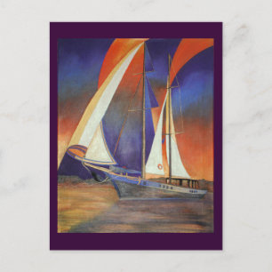 Carte Postale Goulet Artistique sous voile en orange et violet