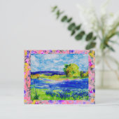 Carte Postale goutte d'eau fleur sauvage du bleuet (Debout devant)