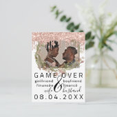 Carte Postale Gouttes d'argentEnregistrer la date de fun blanc p (Debout devant)