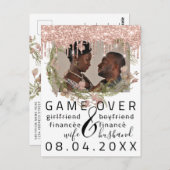 Carte Postale Gouttes d'argentEnregistrer la date de fun blanc p (Devant / Derrière)