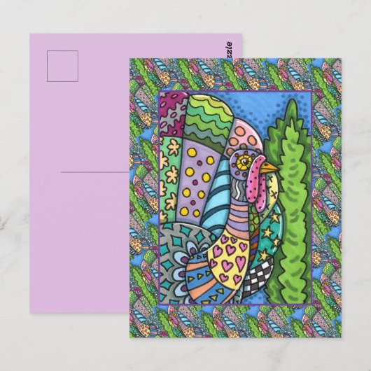 CARTE POSTALE GRÂCE À LA TURQUIE, AUX PLUMES DE PATCHWORK, À L'A (Devant / Derrière)