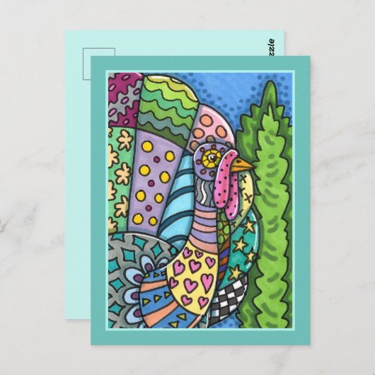 CARTE POSTALE GRÂCE À LA TURQUIE, AUX PLUMES DE PATCHWORK, À L'A (Devant / Derrière)