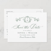 Carte Postale Grâce Ornée Victorienne Fleur Verte Enregistrer la (Devant / Derrière)