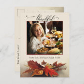 Carte Postale Grâces Script Chute Foliage Thanksgiving Photo (Devant / Derrière)