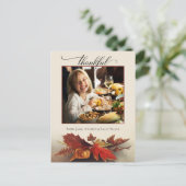 Carte Postale Grâces Script Chute Foliage Thanksgiving Photo (Debout devant)
