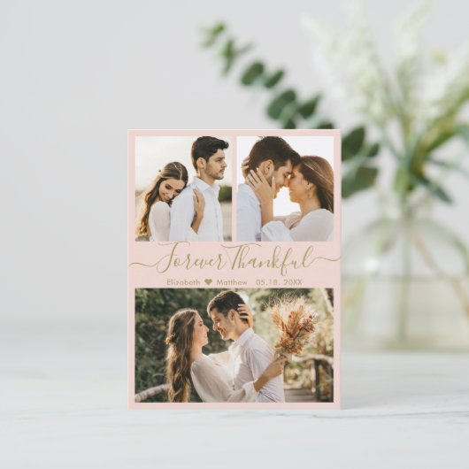 Carte Postale Grâces Script Photo Collage Mariage Merci Po (Debout devant)