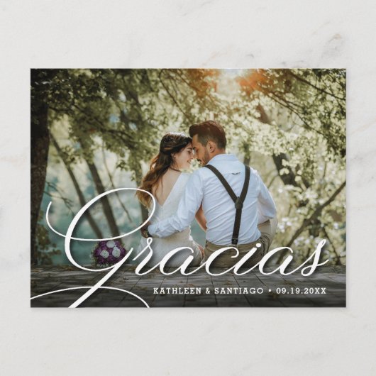 Carte Postale Gracias | Merci photo mariage (Devant)