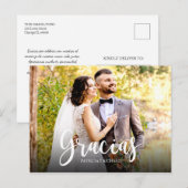 Carte Postale Gracias Photo Elégant Mariage Espagnol Merci (Devant / Derrière)
