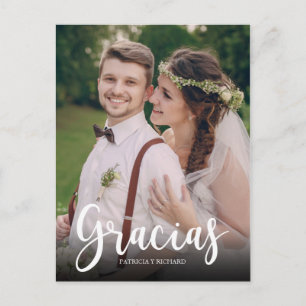 Carte Postale Gracias Photo Élégant Mariage Espagnol Remerciemen