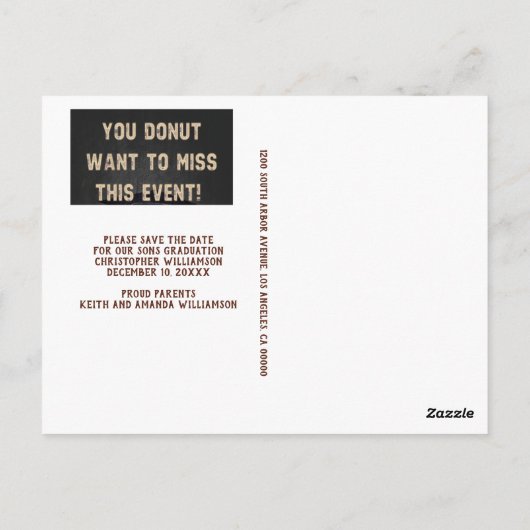 Carte Postale Grad Casquette Donut Graduation Enregistrer La Dat (Dos)