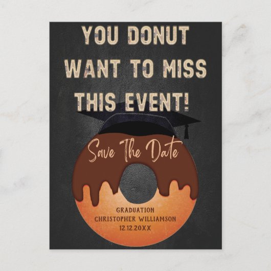 Carte Postale Grad Casquette Donut Graduation Enregistrer La Dat (Devant)