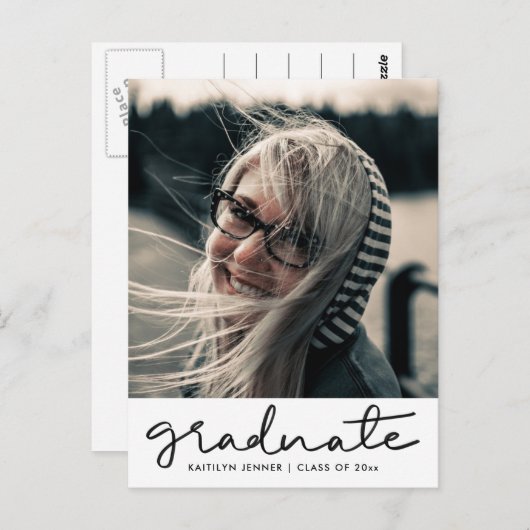 Carte Postale Grad Script Grad Graduation Party | Enregistrer la (Devant / Derrière)