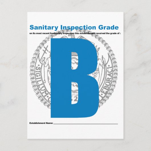 Carte Postale Grade d'inspection sanitaire (Devant)