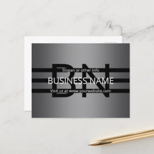 Carte Postale Gradient gris moderne et bandes noires horizontale