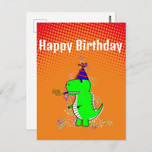 Carte Postale Gradient T-Rex Dino mou et en colère (Devant / Derrière)