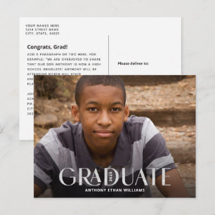 Carte Postale Graduate moderne Silver Overlay Photo Graduation