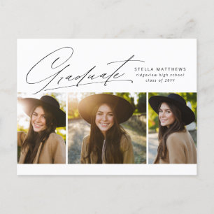 Carte Postale Graduate trois photo simple moderne graduation