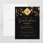 Carte Postale Graduation 2021 partie supérieure étoiles d'or noi (Devant / Derrière)