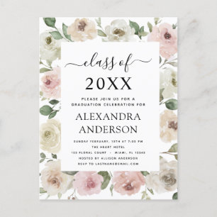 Carte Postale Graduation 2022 Dusty Rose Rose Graduation Floral