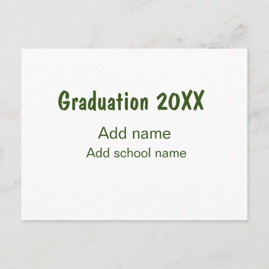 Carte Postale Graduation 20XX ajouter nom année école vert moder (Devant)