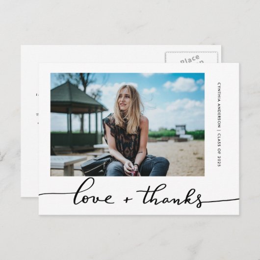 Carte Postale Graduation Amour Et Merci Script Grad Photo (Devant / Derrière)