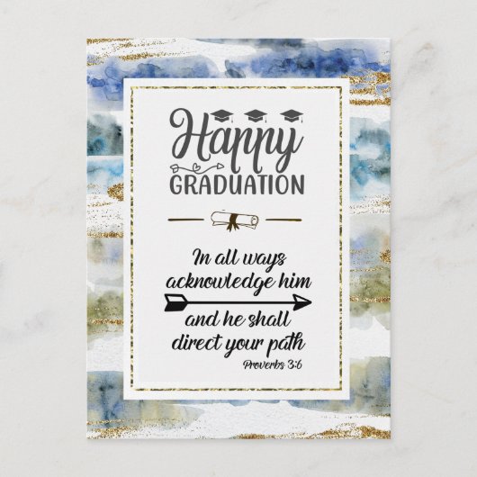 Carte Postale Graduation Bible Verse Proverbes 3:6 Design modern (Devant)