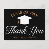 Carte Postale Graduation Black Gold Custom Class Merci (Devant)