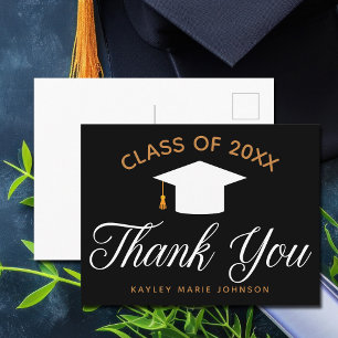 Carte Postale Graduation Black Gold Custom Class Merci
