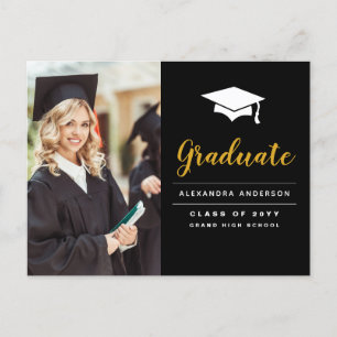 Carte Postale Graduation de la photo Black Gold 2022