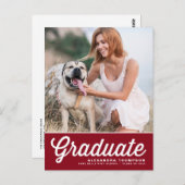 Carte Postale Graduation de la photo de script rétro Red Bold (Devant / Derrière)