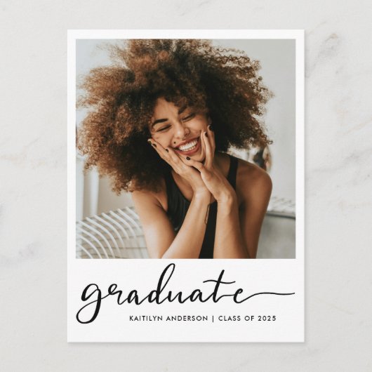 Carte Postale Graduation de script décontracté | Enregistrer la  (Devant)