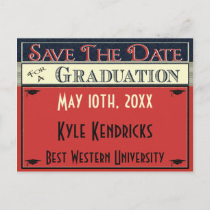 Carte Postale Graduation De Style vintage Enregistrer La Date