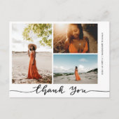 Carte Postale Graduation Elégant Merci Script Grad Photo (Devant)