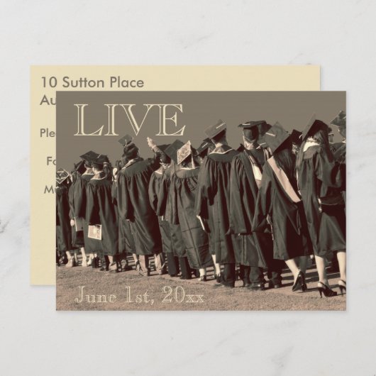 Carte Postale Graduation Enregistrer La Date Diplômés (Devant / Derrière)