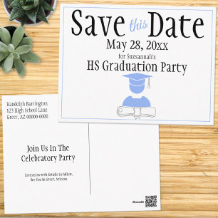 Carte Postale Graduation Enregistrer La Date Minimaliste Pastel