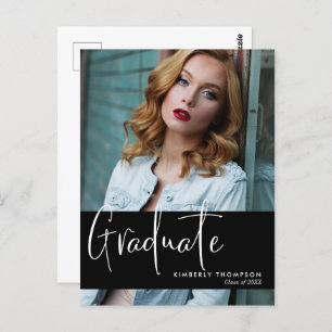 Carte Postale Graduation Faire-part Photo Script Moderne Simple