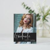 Carte Postale Graduation Faire-part Photo Script Moderne Simple (Debout devant)