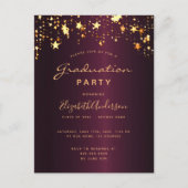 Carte Postale Graduation fête bourgogne or étoiles glamour (Devant)