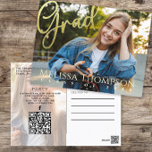 Carte Postale Graduation Gold Calligraphie | Site Web du code QR