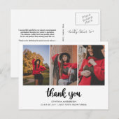 Carte Postale Graduation Merci Bold Script Photo Collage (Devant / Derrière)