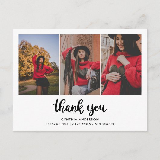 Carte Postale Graduation Merci Bold Script Photo Collage (Devant)