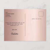 Carte Postale Graduation merci photo rose or moderne (Dos)