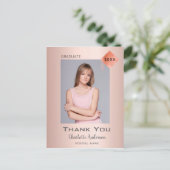 Carte Postale Graduation merci photo rose or moderne (Debout devant)
