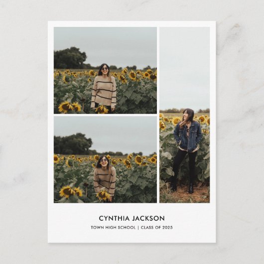 Carte Postale Graduation Minimal Photo Collage Thank You (Devant)