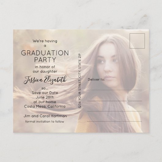 Carte Postale Graduation Modern Script Save the Date (Dos)
