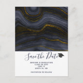 Carte Postale Graduation moderne Black & Gold Agate Enregistrer  (Devant)
