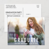 Carte Postale Graduation moderne | Invitation de la Fête de la p (Devant / Derrière)
