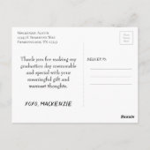 Carte Postale Graduation moderne | Merci photo Grunge Script (Dos)